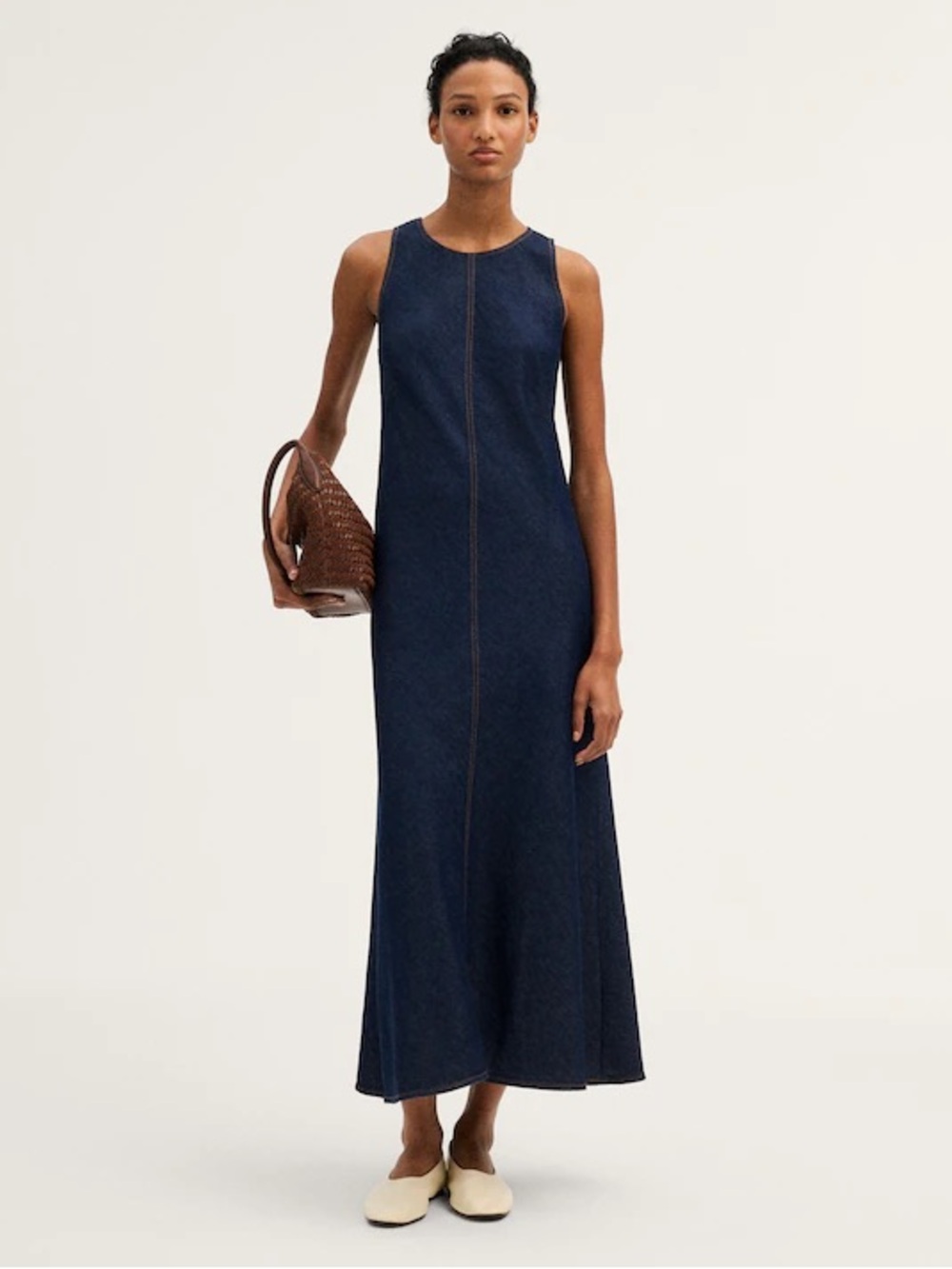 Madewell The Elena Midi Dress Airy Denim Rinse Wash Size 0 NWT